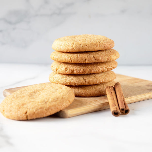 Stack of 6 delicious Snickerdoodle Cookies. Fresh baked daily in our California, San Francisco bakery in small batches, from the best local and organic ingredients.
