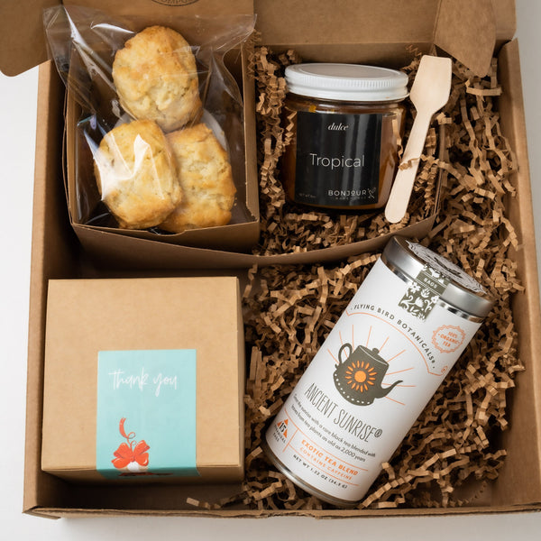 Ultimate gift box cookies, scones dulce and choice of drink